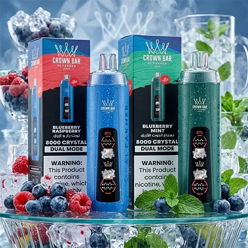 Al Fakher Crown Bar Crystal 8000 Puffs Blueberry Raspberry und Mint
