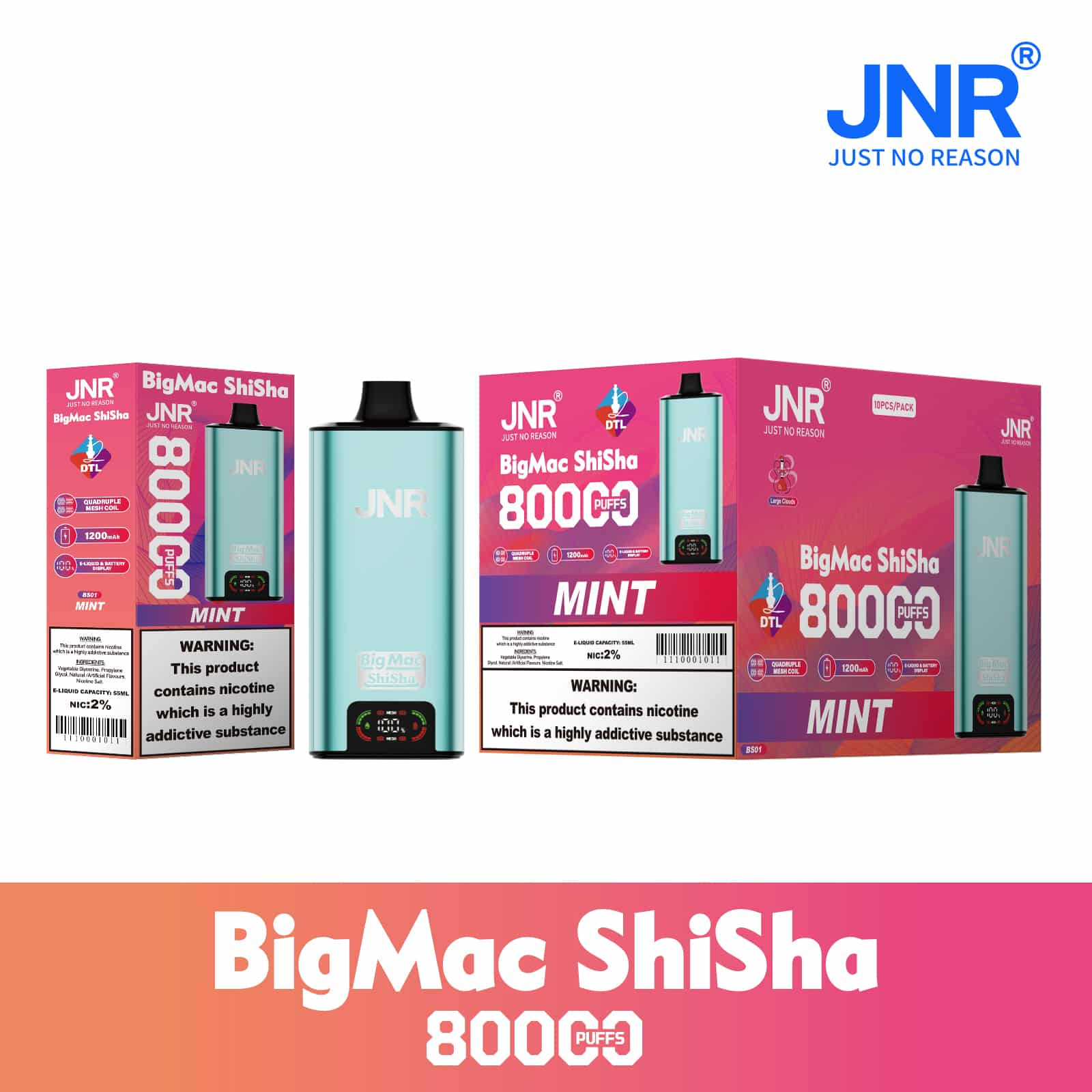 JNR Big Mac Shisha 80000 Puffs Disposable Vape France Belgium Shipping Authentic-3