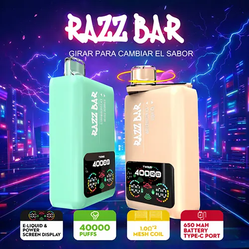 Razz Bar 40000 Puffs disposable vape with dual flavors and smart LED screen display