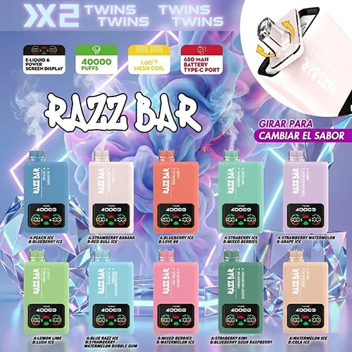 Complete flavor list for Razz Bar 40K Puffs dual flavor disposable vape collection