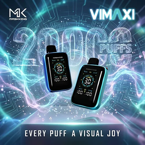 Maskking VIMAXI 20K Puffs disposable vape featuring a smart LED display and futuristic design
