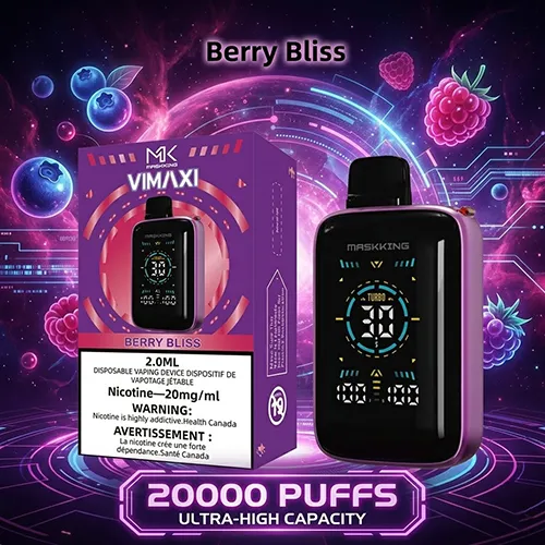 Berry Bliss flavor Maskking VIMAXI 20K Puffs with purple packaging and 20mg nicotine